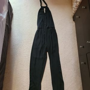 Black halter straight leg jumpsuit